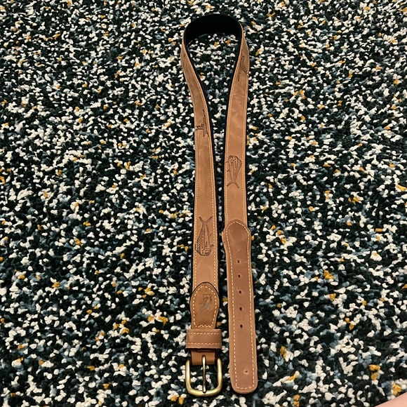 Men’s real leather 44” belt with navy canvas backing - Picture 5 of 10